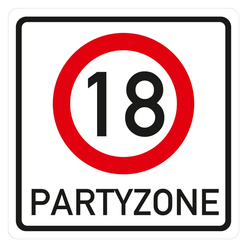 Riesiges PVC Verkehrsschild Geburtstag - 18 bis 100