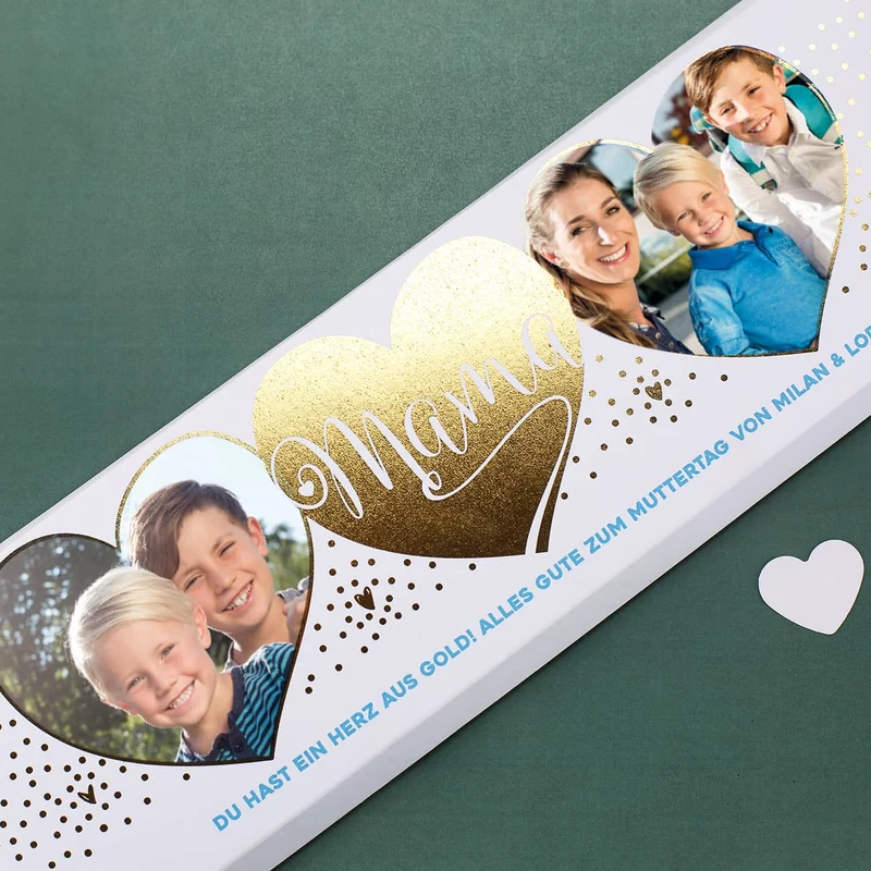 Für Mama - XL Foto-Schokolade mit Golddruck veredelt