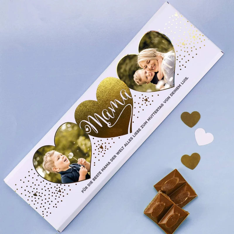 Für Mama - XL Foto-Schokolade mit Golddruck veredelt