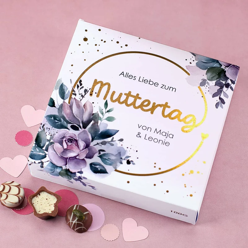 Zum Muttertag - Lindt-Pralinen mit Ihrem Text und Golddruck veredelt