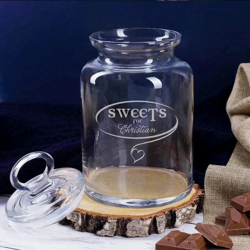 Gravierte Glasdose Sweets for... mit Wunschname