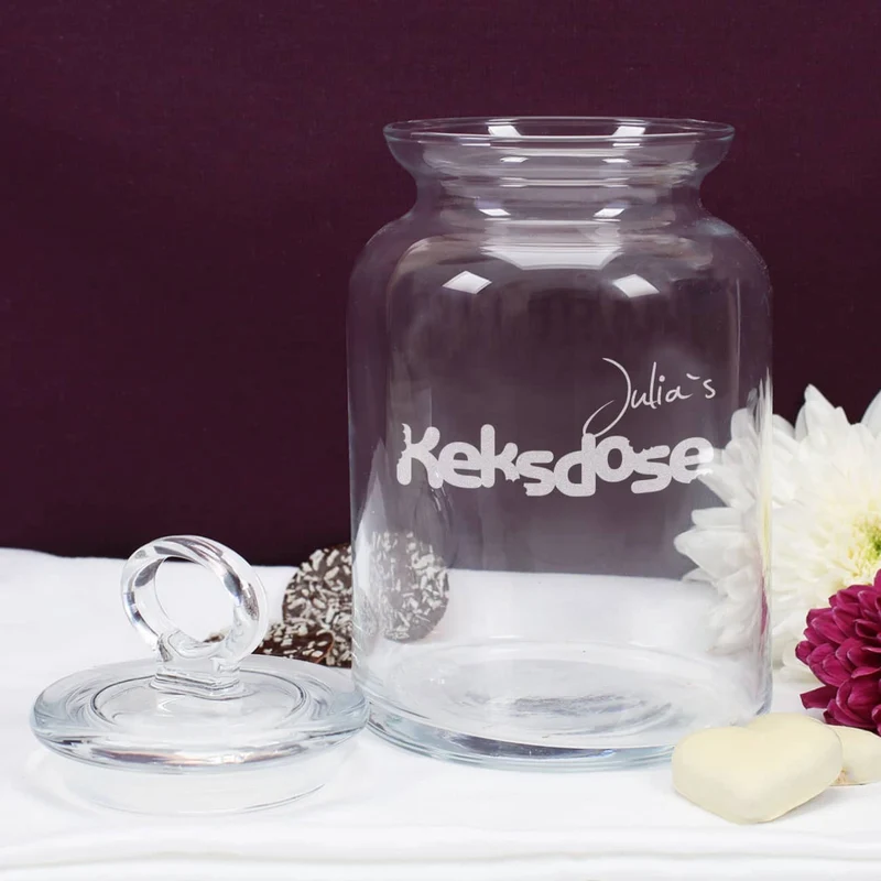 Glasdose Krümel mit Wunschnamen