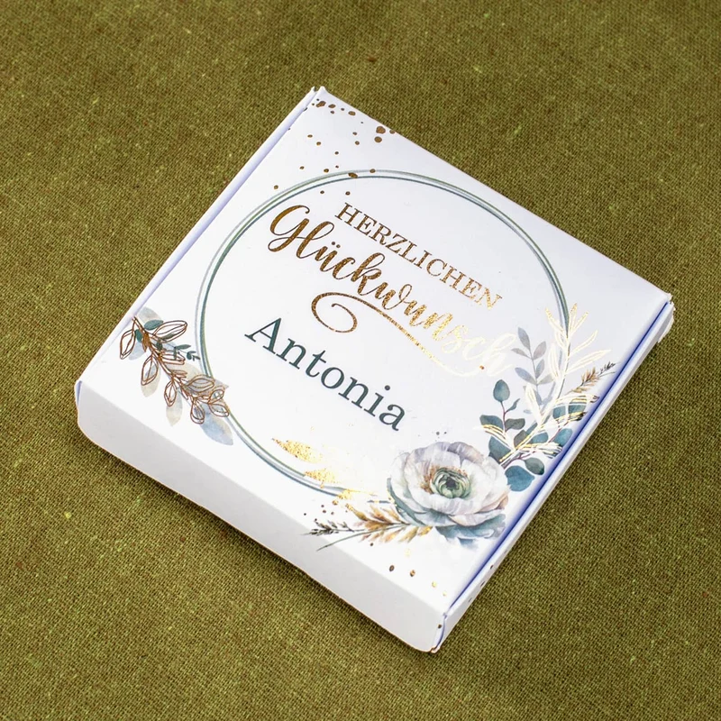 Glückwunsch - Geldgeschenkbox zu vielen Anlässen - mit Goldprägung, Blumen und Wunschtext