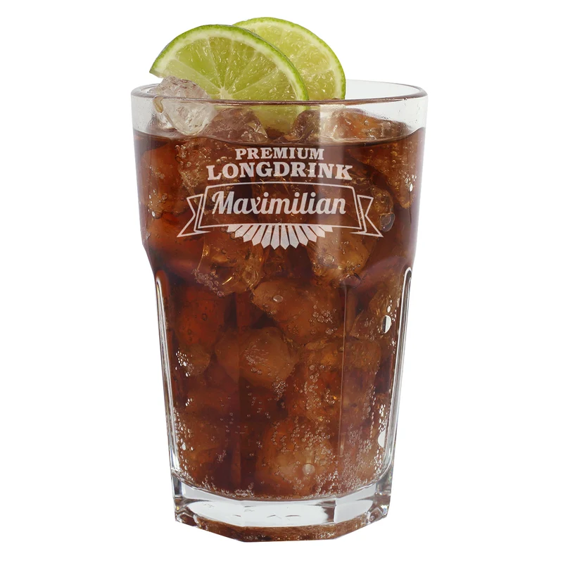 Longdrinkglas graviert mit Name und Premium Longdrink Motiv