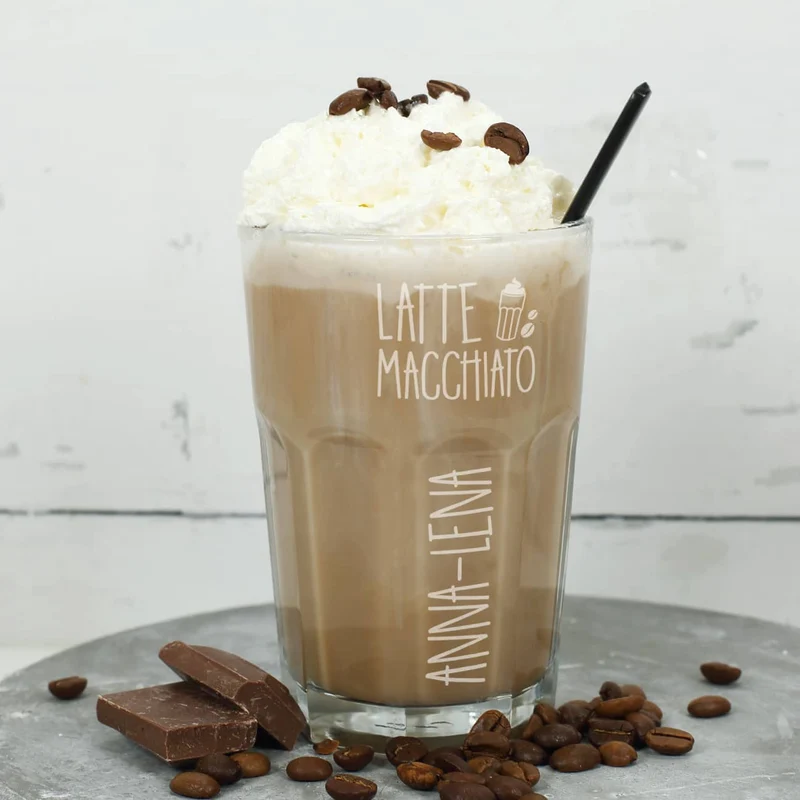 Stabiles Latte Macchiato Glas mit Namensgravur