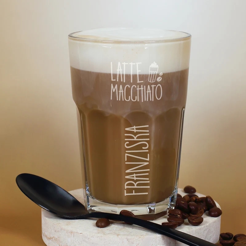 Stabiles Latte Macchiato Glas mit Namensgravur