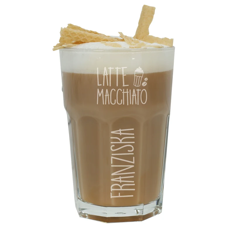 Stabiles Latte Macchiato Glas mit Namensgravur