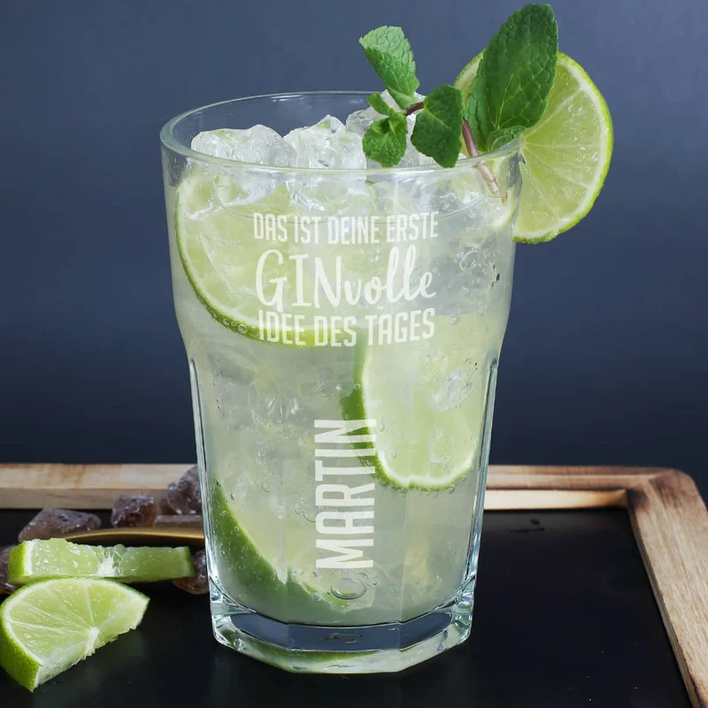 Longdrinkglas "GINvolle Idee" mit Ihrem Namen