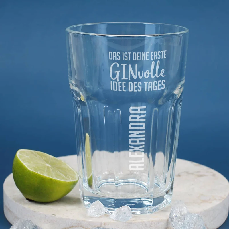 Longdrinkglas "GINvolle Idee" mit Ihrem Namen
