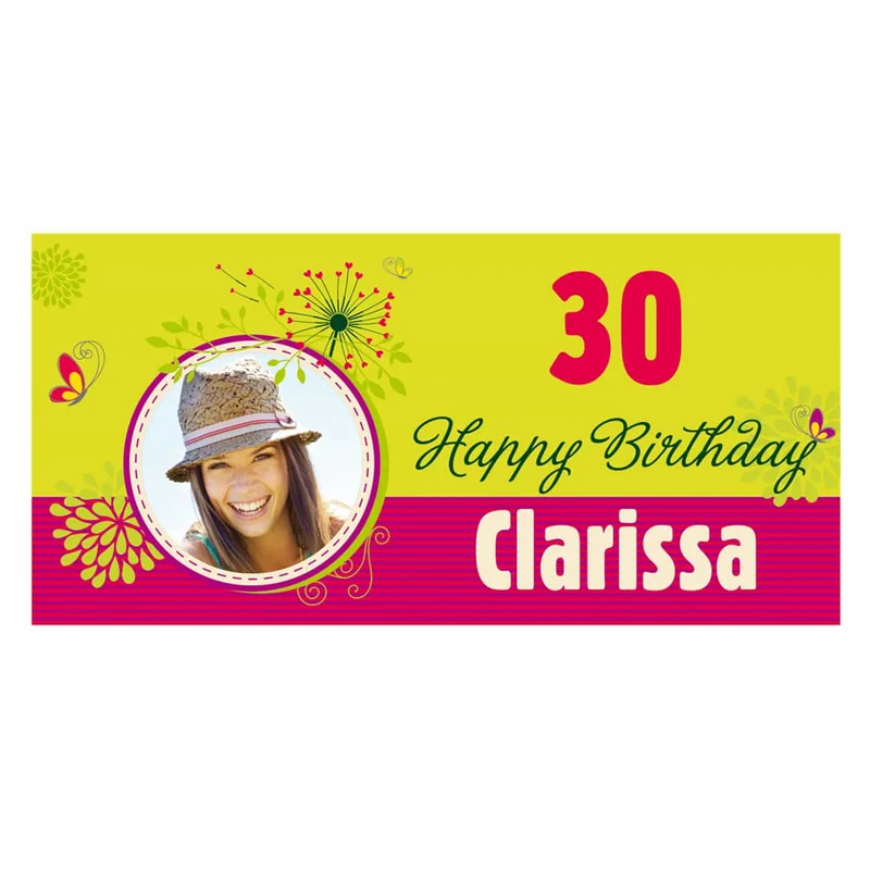 XXL Banner - Happy Birthday - im floralen Look mit Ihrem Foto