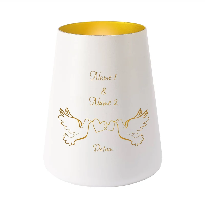 Windlicht mit Tauben zur Hochzeit