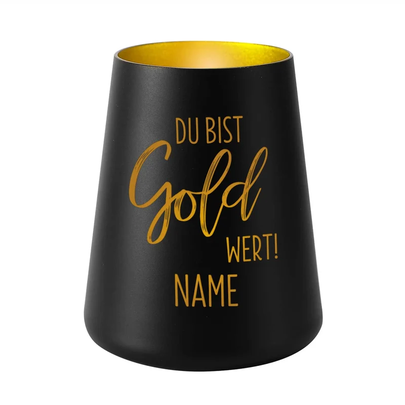 Du bist Gold wert! - Windlicht mit Namensgravur
