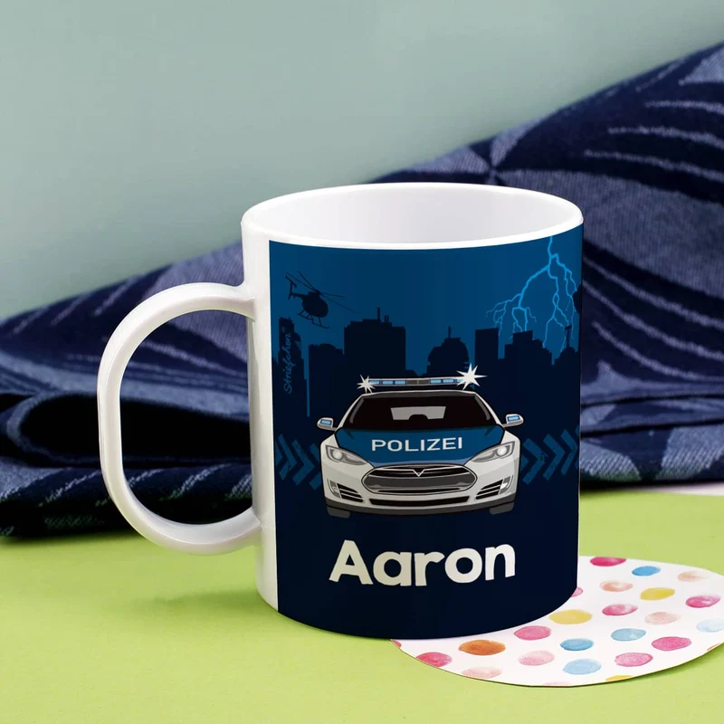 Polizei Tasse aus bruchfestem Kunststoff | Geschenk für Kinder & Kindergarten
