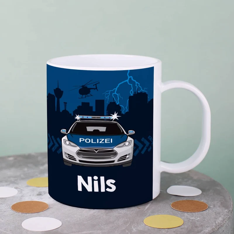 Polizei Tasse aus bruchfestem Kunststoff | Geschenk für Kinder & Kindergarten