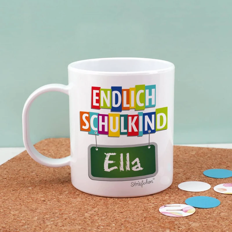 Tasse zum Schulanfang mit Name als Geschenk zur Einschulung
