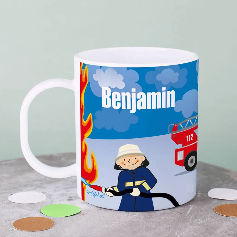 Feuerwehr - Tasse aus bruchfesten Kunststoff für Kinder
