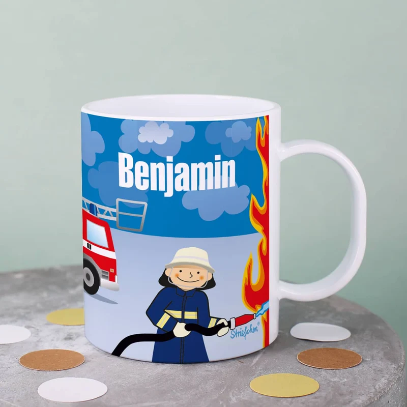 Feuerwehr - Tasse aus bruchfesten Kunststoff für Kinder