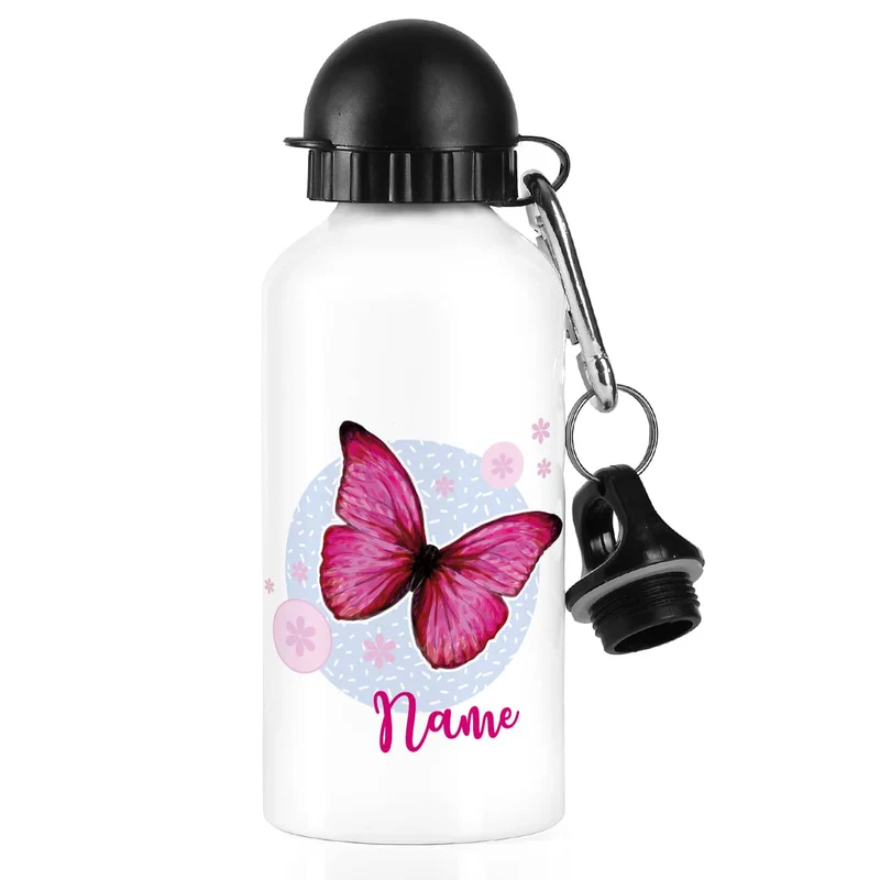 Trinkflasche mit Schmetterling und Name 500ml