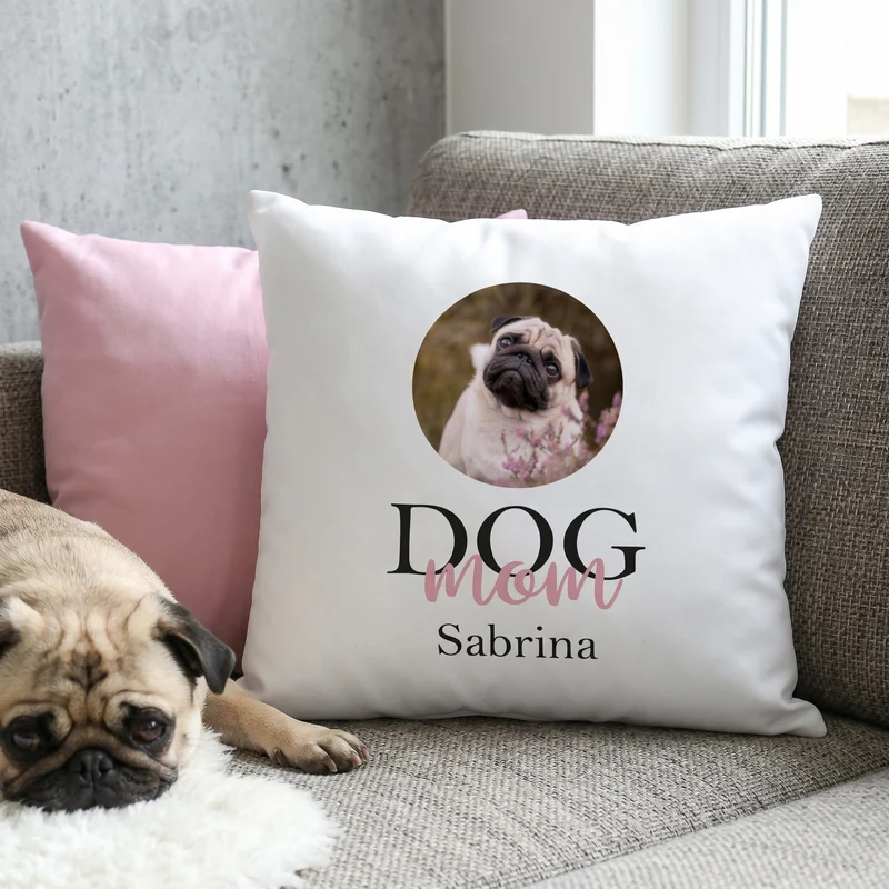 Fotokissen Dog Mom | Dog Dad mit Wunschbild und Name bedruckt