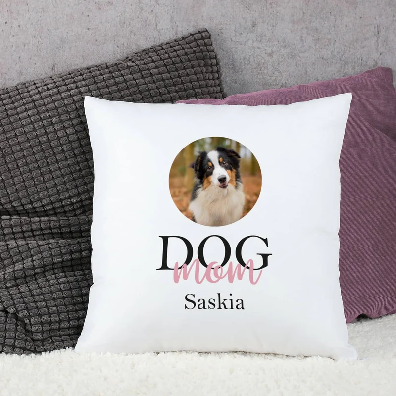 Fotokissen Dog Mom | Dog Dad mit Wunschbild und Name bedruckt