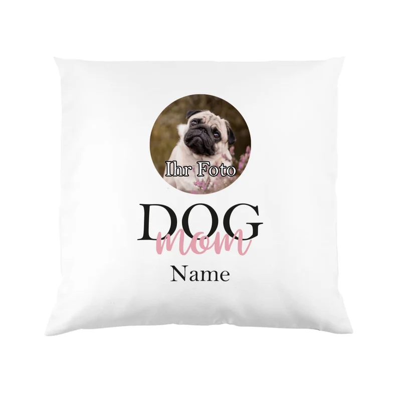 Fotokissen Dog Mom | Dog Dad mit Wunschbild und Name bedruckt