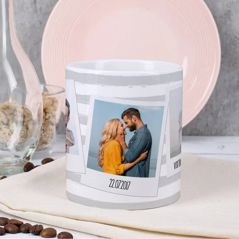 Tasse mit Ihren drei Lieblingsbildern und Wunschtexten