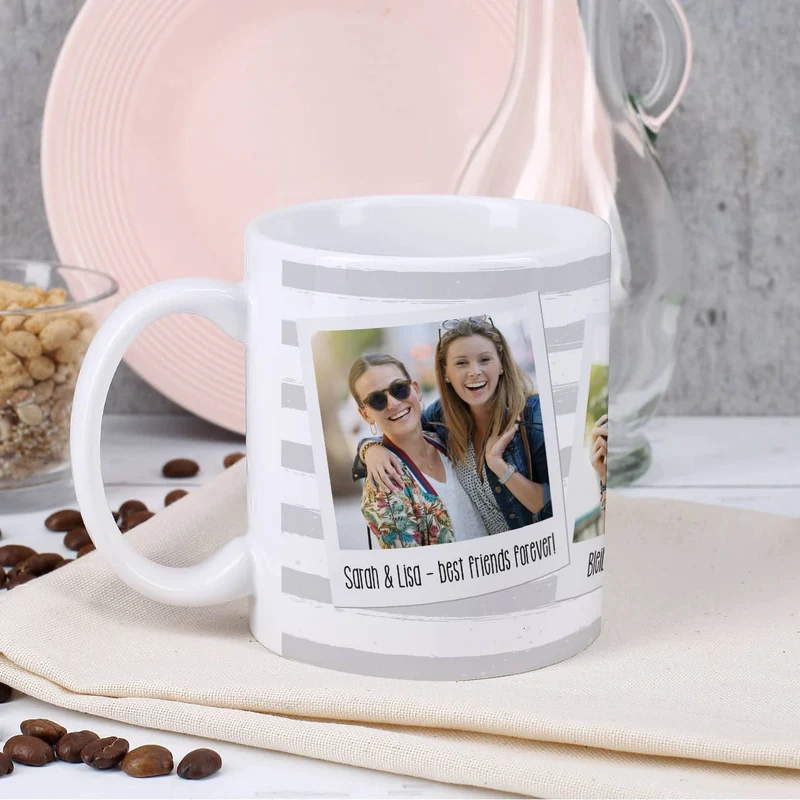 Tasse mit Ihren drei Lieblingsbildern und Wunschtexten