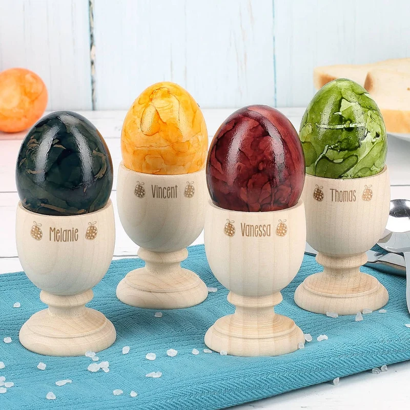 4er Set Eierbecher zu Ostern aus Holz