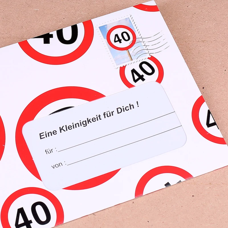 Geldumschlag mit Verkehrszeichen zum 40. Geburtstag