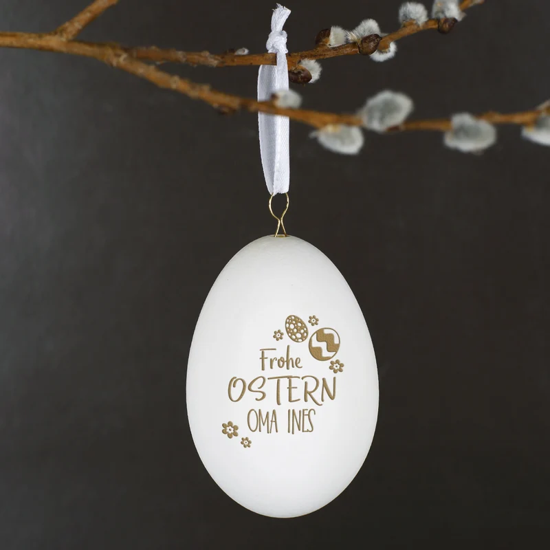Osterei "Frohe Ostern" mit persönlicher Namensgravur