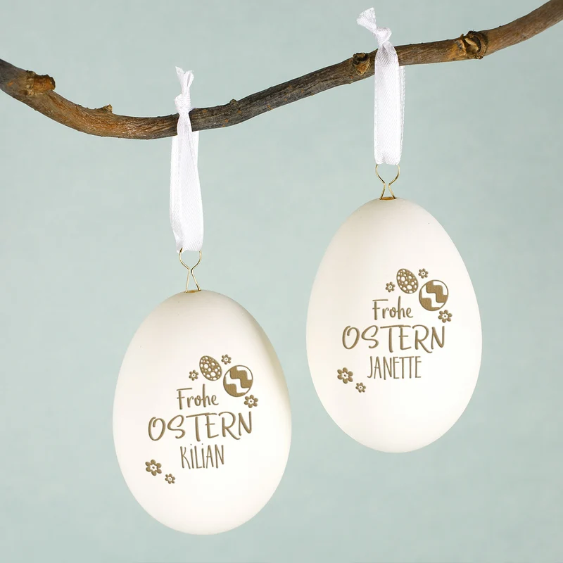 Osterei "Frohe Ostern" mit persönlicher Namensgravur