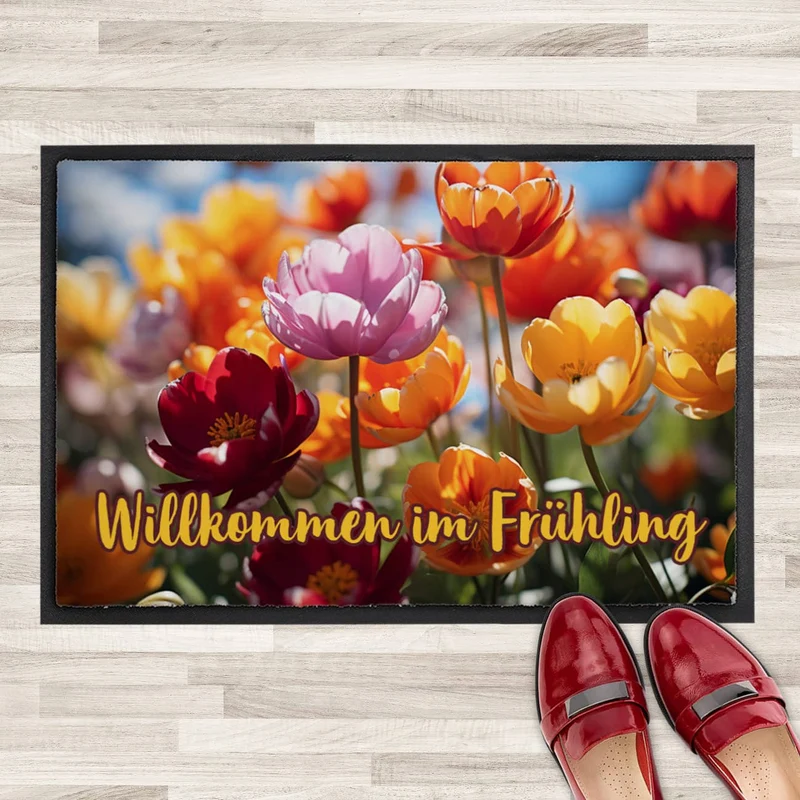 Bedruckte Fußmatten für den Frühling mit Ihrem Text - 6 Motive zur Auswahl