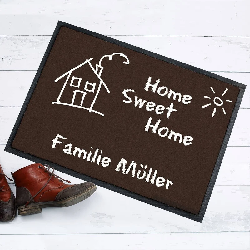 Bedruckte Fußmatte - Home Sweet Home - in Tafeloptik
