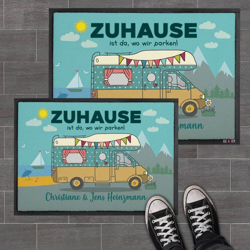 Bedruckte Fußmatte mit Wohnmobil