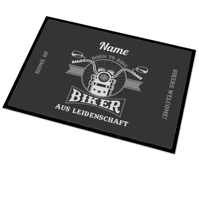 Biker aus Leidenschaft - bedruckte Fußmatte mit Name