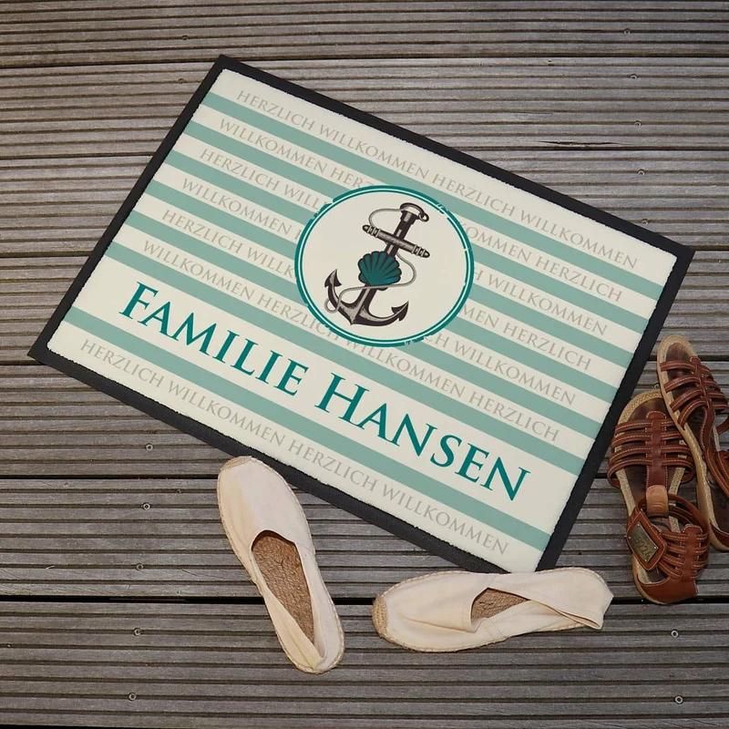 Fußmatte im maritimen Design bedruckt & Text personalisiert