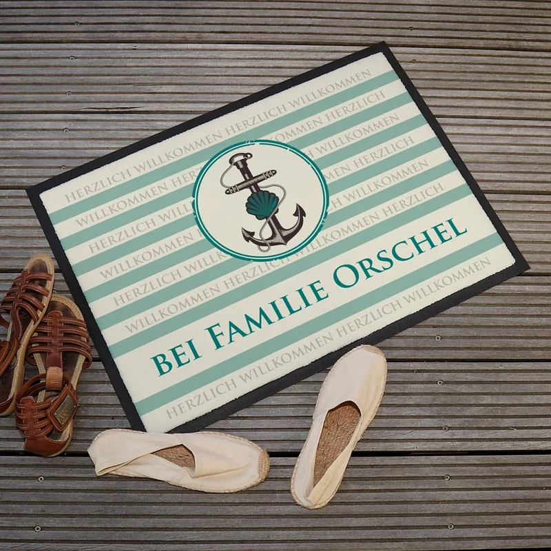 Fußmatte im maritimen Design bedruckt & Text personalisiert