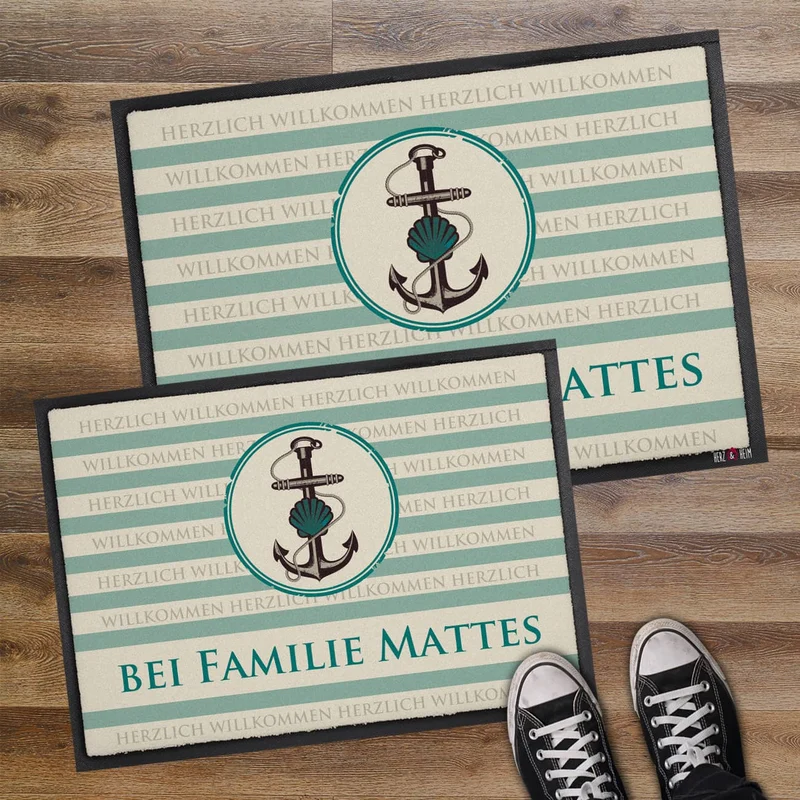Fußmatte im maritimen Design bedruckt & Text personalisiert