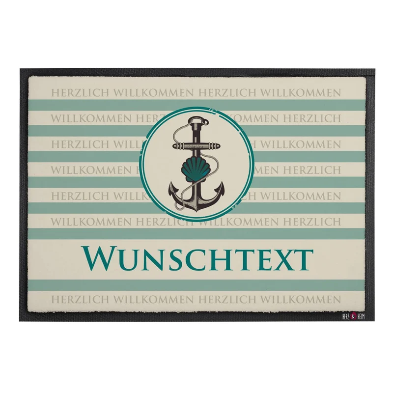 Fußmatte im maritimen Design bedruckt & Text personalisiert