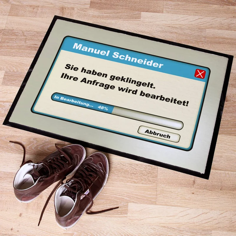 Bedruckte Fußmatte mit Name personalisiert - Ihre Anfrage wird bearbeitet !