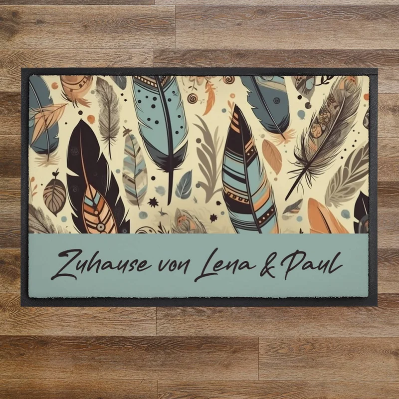Bedruckte Fußmatten im Boho-Stil mit Text - verschiedene Motive zur Auswahl
