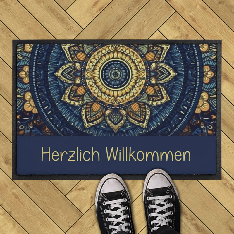 Bedruckte Fußmatten im Boho-Stil mit Text - verschiedene Motive zur Auswahl