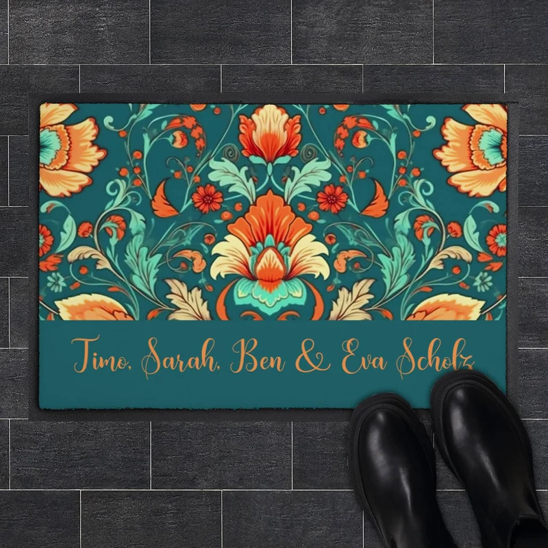 Bedruckte Fußmatten im Boho-Stil mit Text - verschiedene Motive zur Auswahl