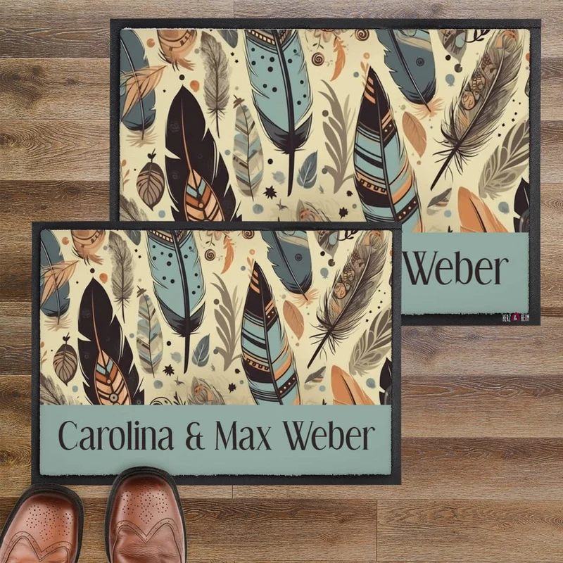 Bedruckte Fußmatten im Boho-Stil mit Text - verschiedene Motive zur Auswahl