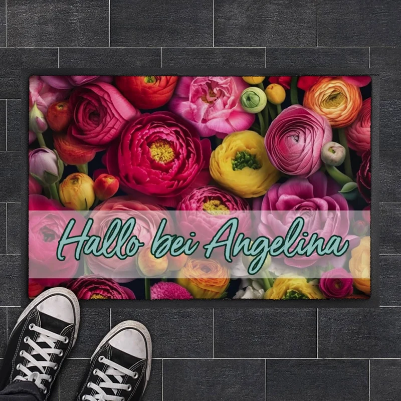 Blumen-Fußmatte - verschieden Motive mit Ihrem Text & 2 Größen zur Auswahl