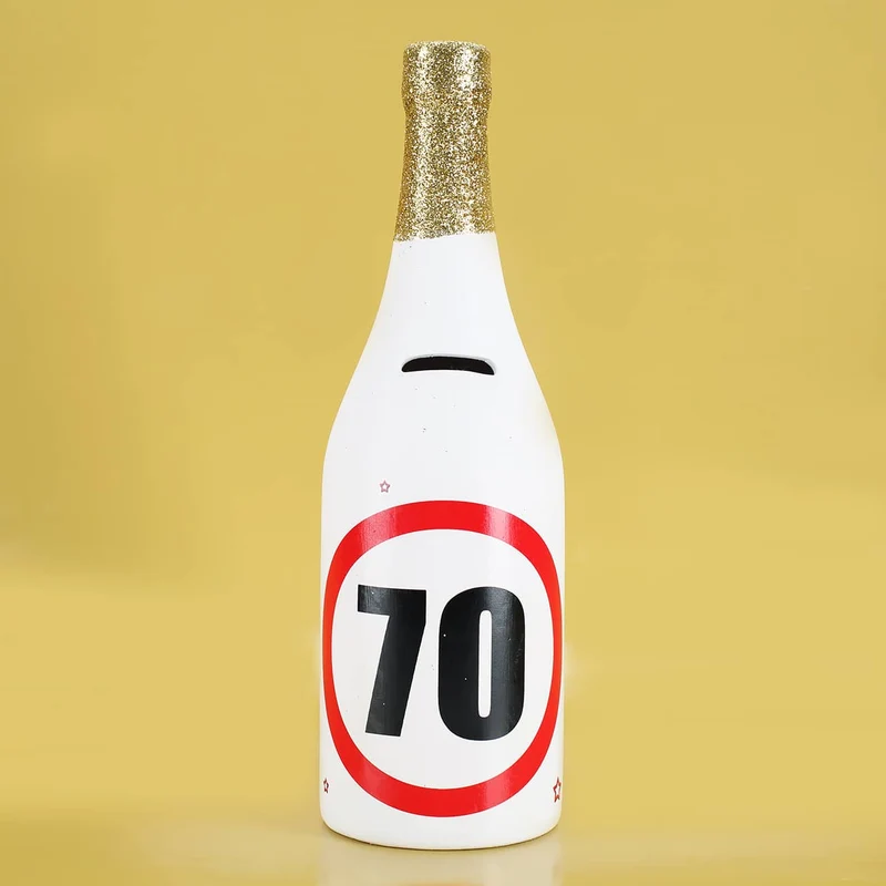 Spar-Flasche mit Verkehrszeichenmotiv mit verschiedenen Zahlen