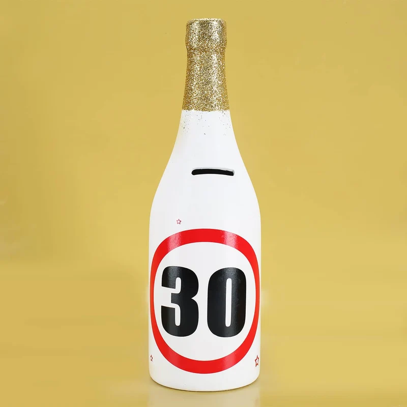 Spar-Flasche mit Verkehrszeichenmotiv mit verschiedenen Zahlen