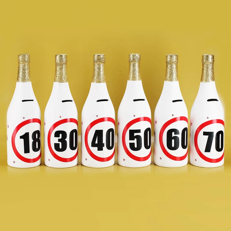 Spar-Flasche mit Verkehrszeichenmotiv mit verschiedenen Zahlen