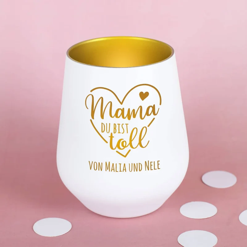 Windlicht - Mama du bist toll - mit Ihrem Wunschtext zum Muttertag