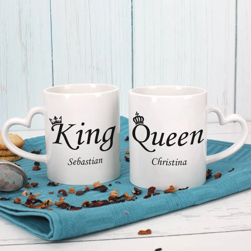 Paartassen - King & Queen - mit Ihren Namen
